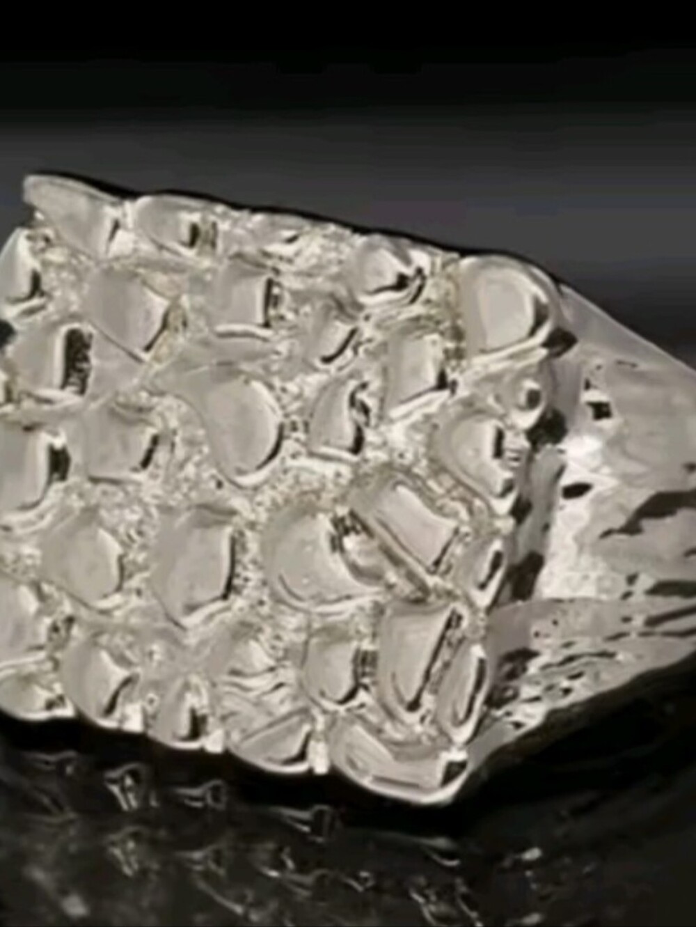 Men's Size 10 Uneven Bumpy Silver Luxurious Square Ring
